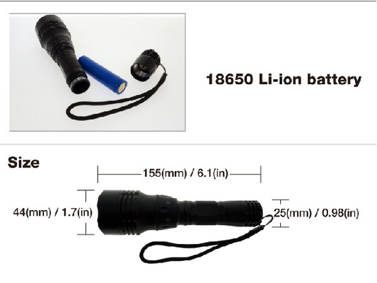Mıknatıs Kontrol Rotasyon Anahtarı ile Zor Küçük Boy 18650 Dalış LED El Feneri